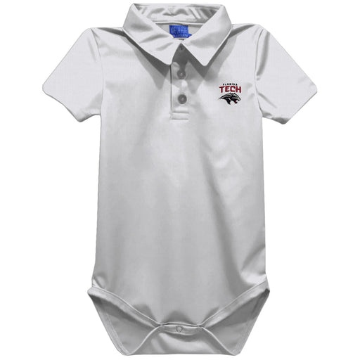 Florida Tech Panthers Embroidered White Solid Knit Boys Polo Bodysuit
