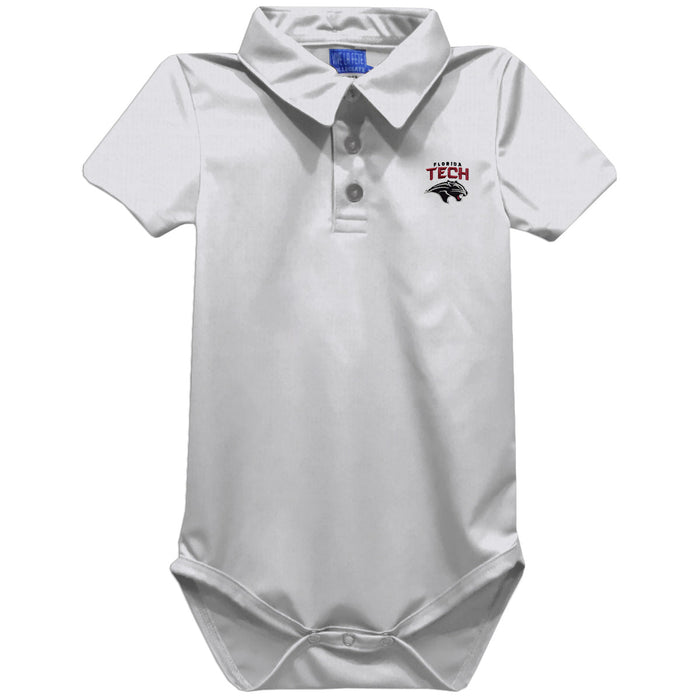 Florida Tech Panthers Embroidered White Solid Knit Boys Polo Bodysuit