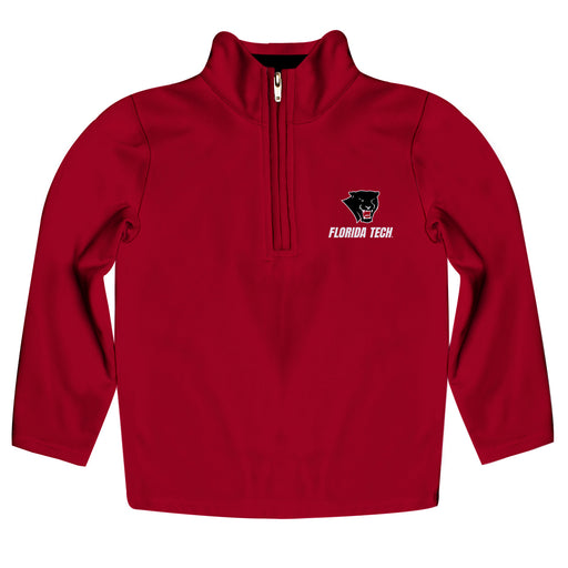 Florida Tech Panthers Vive La Fete Game Day Solid Red Quarter Zip Pullover Sleeves