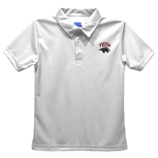 Florida Tech Panthers Embroidered White Short Sleeve Polo Box Shirt