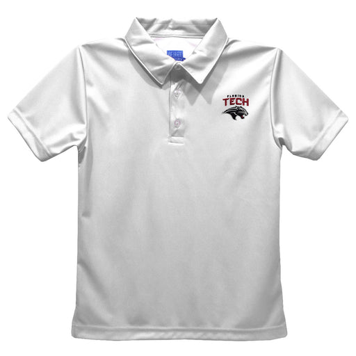 Florida Tech Panthers Embroidered White Short Sleeve Polo Box Shirt