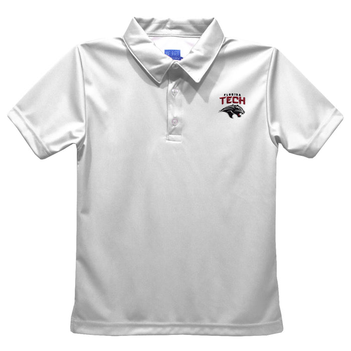 Florida Tech Panthers Embroidered White Short Sleeve Polo Box Shirt