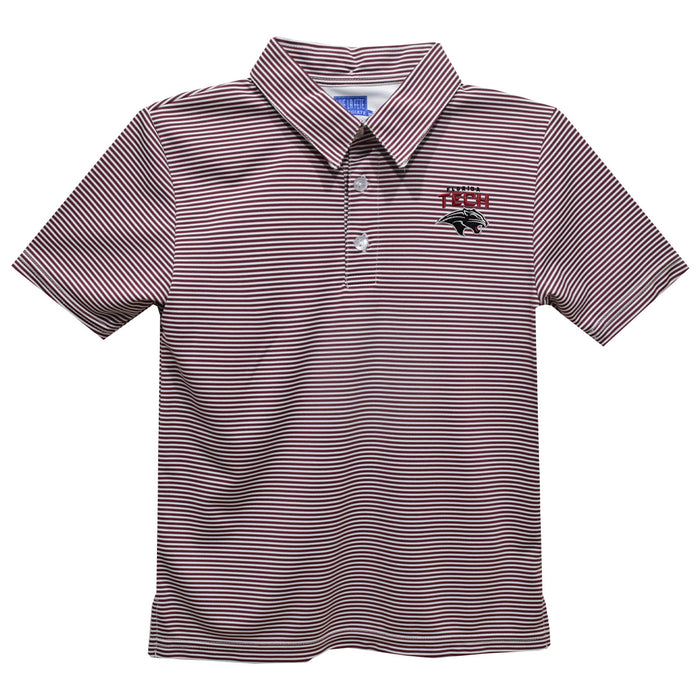 Florida Tech Panthers Embroidered Maroon Stripes Short Sleeve Polo Box Shirt