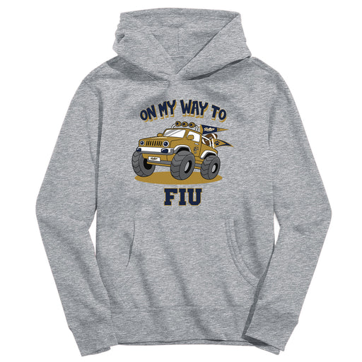 FIU Panthers On My Way Monster Truck Heather Grey Cotton Youth Hoodie
