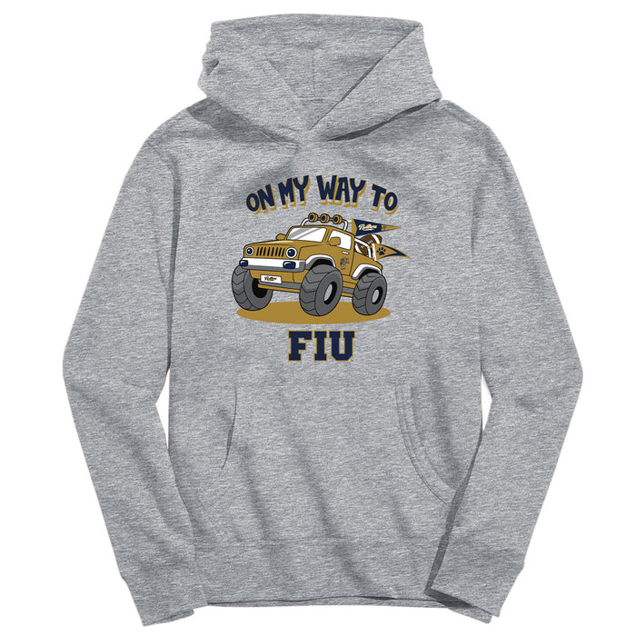 FIU Panthers On My Way Monster Truck Heather Grey Cotton Youth Hoodie