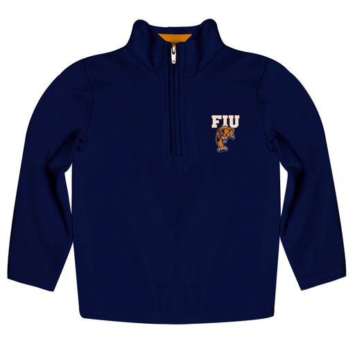 FIU Panthers Vive La Fete Game Day Solid Blue Quarter Zip Pullover Sleeves
