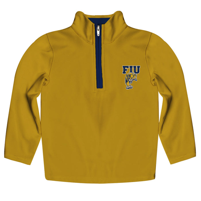 FIU Panthers  Hand Sketched Vive La Fete Impressions Artwork  Gold Quarter Zip Pullover V1
