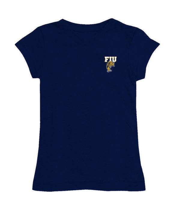 FIU Panthers Hand Sketched Vive La Fete Impressions Artwork Navy Girls Cotton Short Sleeve Tee
