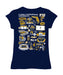 FIU Panthers Hand Sketched Vive La Fete Impressions Artwork Navy Girls Cotton Short Sleeve Tee - Vive La Fête - Online Apparel Store