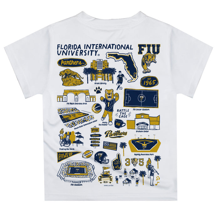 FIU Panthers Hand Sketched Vive La Fete Impressions Artwork Boys White Short Sleeve Tee Shirt