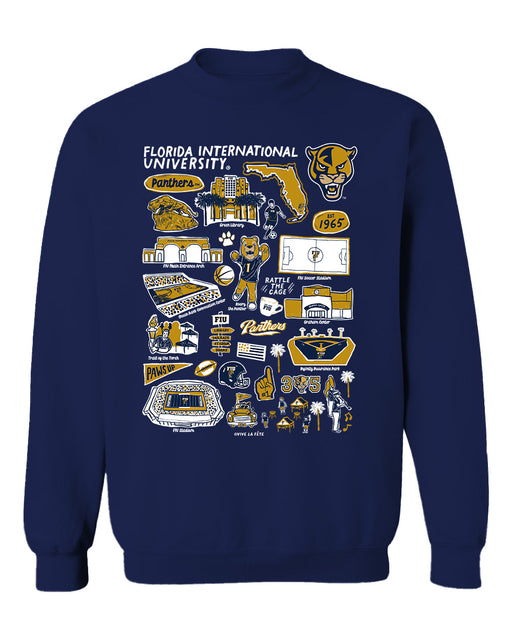 FIU Panthers Vive La Fete Impressions Navy Cotton Crewneck Sweatshirt for Women