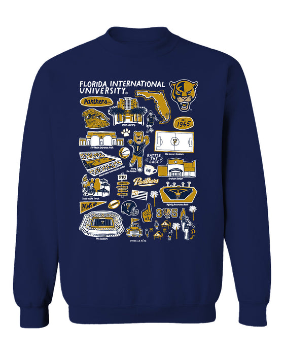FIU Panthers Vive La Fete Impressions Navy Cotton Crewneck Sweatshirt for Women