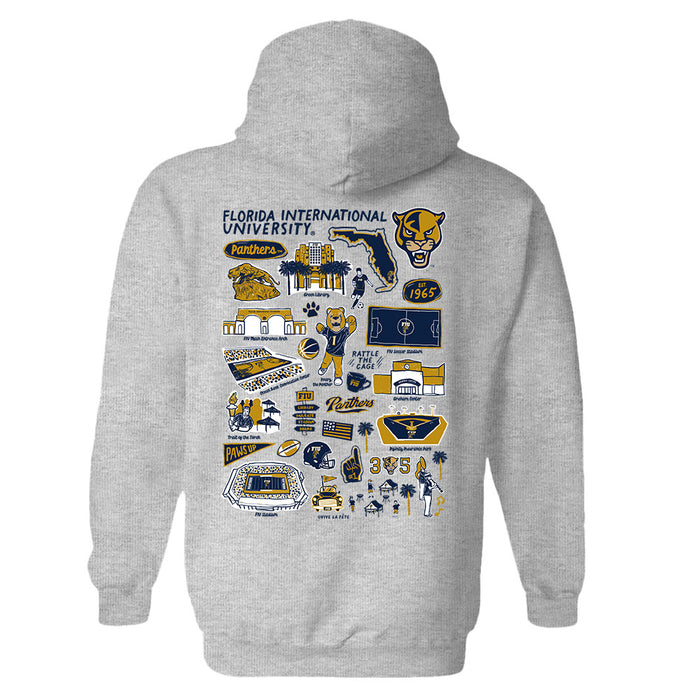 FIU Panthers Hand Sketched Artwork Cotton Fleece Women Hoodie - Vive La Fête - Online Apparel Store