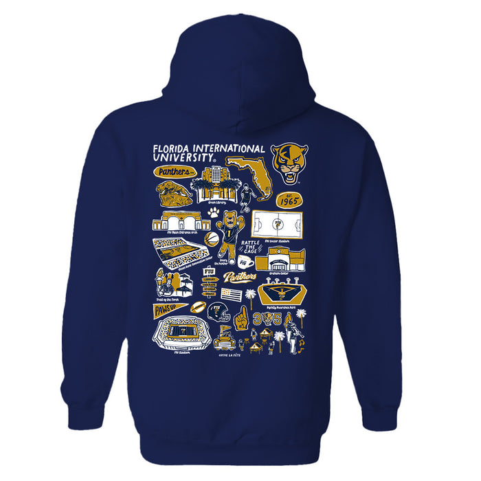 FIU Panthers Hand Sketched Artwork Cotton Fleece Women Hoodie - Vive La Fête - Online Apparel Store