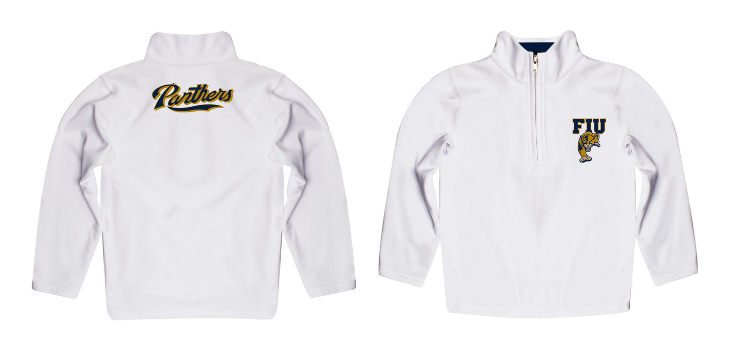 FIU Panthers Vive La Fete Logo and Mascot Name Womens White Quarter Zip Pullover - Vive La Fête - Online Apparel Store