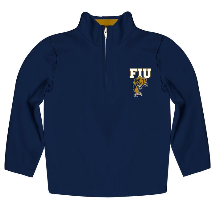FIU Panthers Vive La Fete Logo and Mascot Name Womens Blue Quarter Zip Pullover