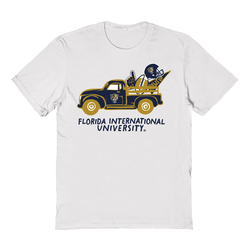 FIU Panthers Hand Sketched Vive La Fete Impressions Truck White T-shirt for Women
