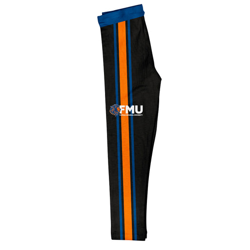 Florida Memorial University FMU Lions Vive La Fete Girls Game Day Black with Blue Stripes Leggings Tights - Vive La Fête - Online Apparel Store
