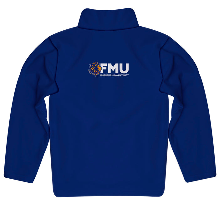 Florida Memorial University FMU Lions Vive La Fete Game Day Solid Blue Quarter Zip Pullover Sleeves - Vive La Fête - Online Apparel Store