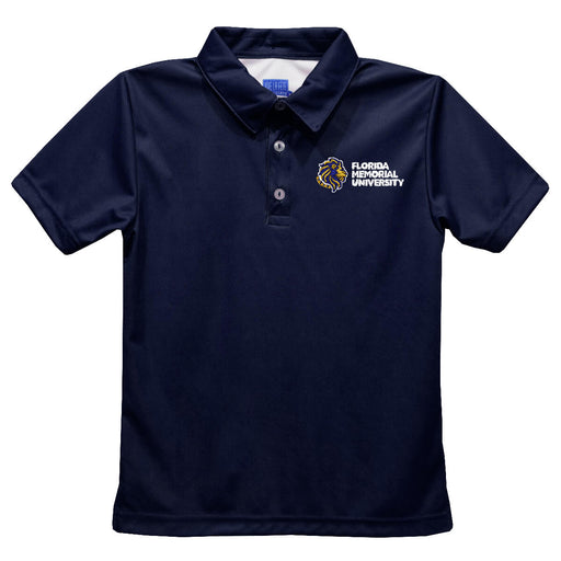 Florida Memorial University FMU Lions Embroidered Navy Short Sleeve Polo Box Shirt
