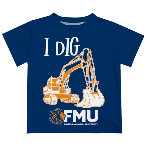 Florida Memorial University FMU Lions Vive La Fete Excavator Boys Game Day Blue Short Sleeve Tee