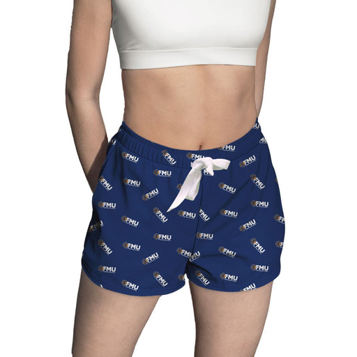 Florida Memorial Lions Vive La Fete Game Day All Over Logo Women Blue Lounge Shorts
