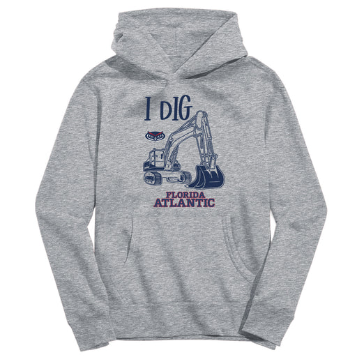 Florida Atlantic Owls Excavator Heather Grey Cotton Youth Hoodie