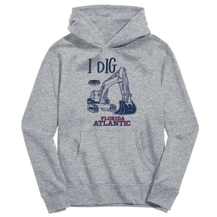 Florida Atlantic Owls Excavator Heather Grey Cotton Youth Hoodie