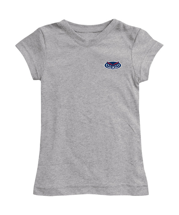 Florida Atlantic Owls Hand Sketched Vive La Fete Impressions Artwork Grey Girls Cotton Short Sleeve Tee