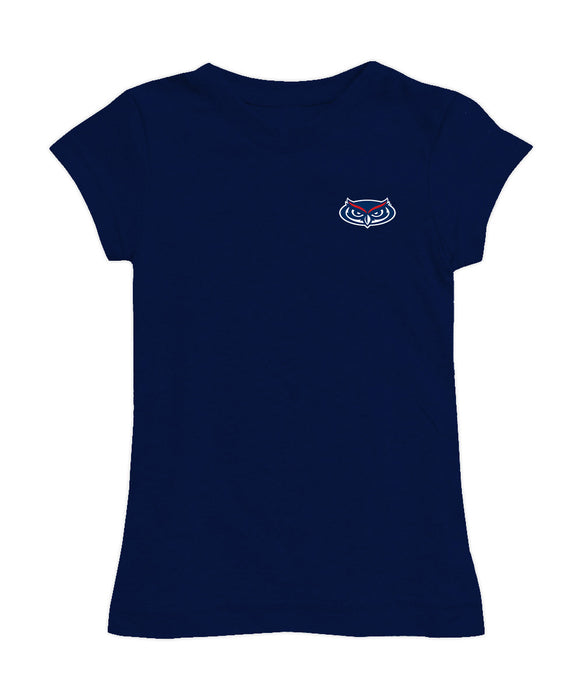 Florida Atlantic Owls Hand Sketched Vive La Fete Impressions Artwork Navy Girls Cotton Short Sleeve Tee