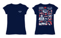 Florida Atlantic Owls Hand Sketched Vive La Fete Impressions Artwork Navy Girls Cotton Short Sleeve Tee - Vive La Fête - Online Apparel Store