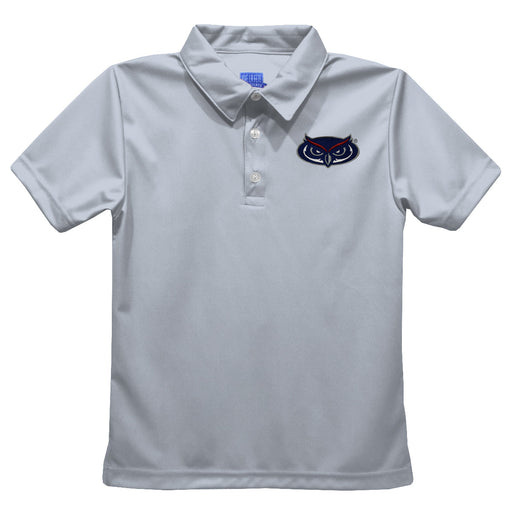 Florida Atlantic Owls Embroidered Gray Short Sleeve Polo Box Shirt