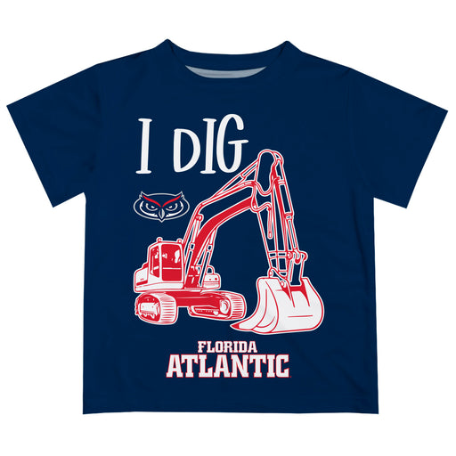 Florida Atlantic Owls Vive La Fete Excavator Boys Game Day Blue Short Sleeve Tee