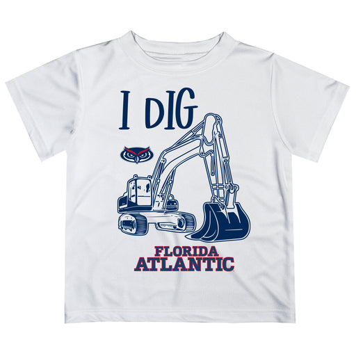 Florida Atlantic Owls Vive La Fete Excavator Boys Game Day White Short Sleeve Tee