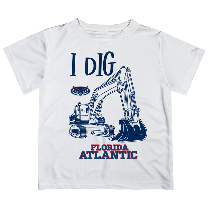 Florida Atlantic Owls Vive La Fete Excavator Boys Game Day White Short Sleeve Tee