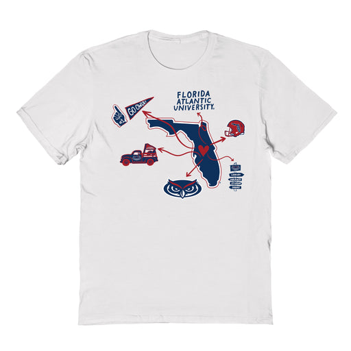 Florida Atlantic Owls Hand Sketched Vive La Fete Impressions Icones Kids White T-shirt