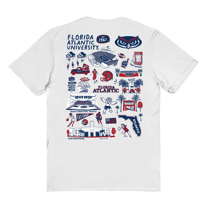 Florida Atlantic Owls Vive La Fete Impressions Artwork Womens Cotton Tshirt - Vive La Fête - Online Apparel Store