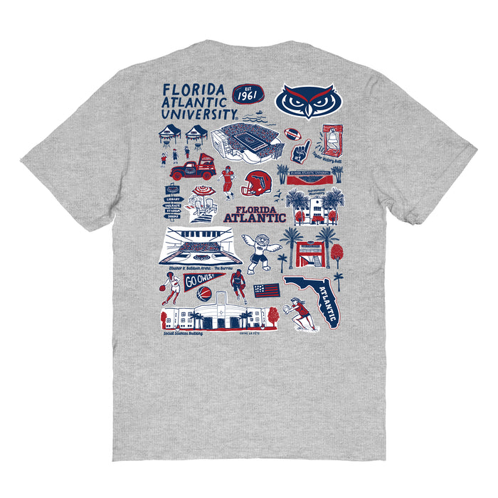 Florida Atlantic Owls Vive La Fete Impressions Artwork Womens Cotton Tshirt - Vive La Fête - Online Apparel Store