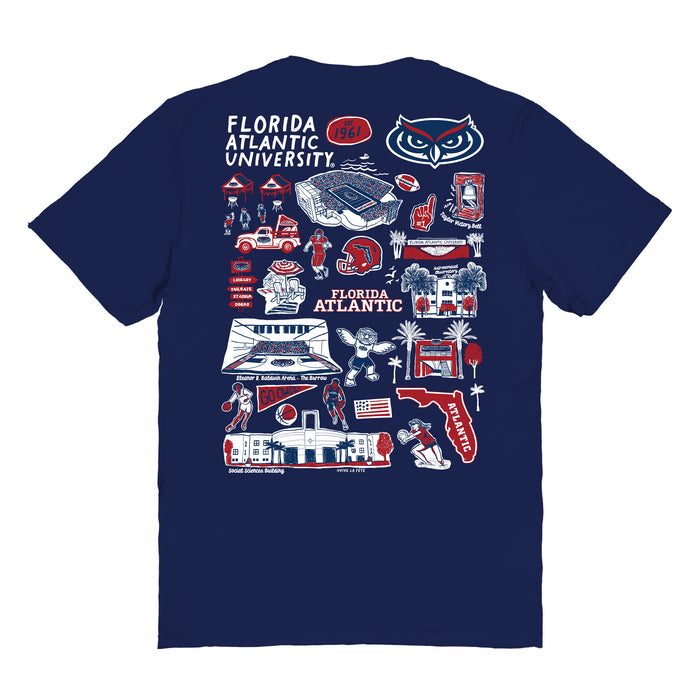 Florida Atlantic Owls Vive La Fete Impressions Artwork Womens Cotton Tshirt - Vive La Fête - Online Apparel Store