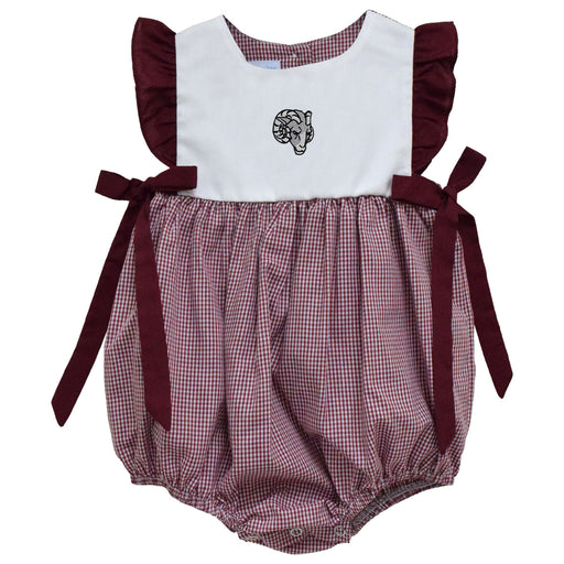 Fordham Rams Embroidered Maroon Gingham Short Sleeve Girls Bubble - Vive La Fête - Online Apparel Store