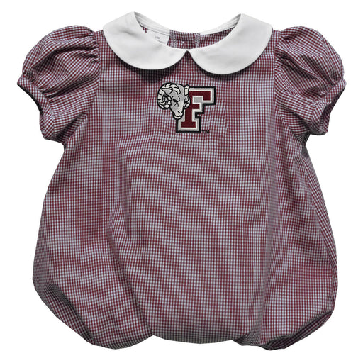 Fordham Rams Embroidered Maroon Girls Baby Bubble Short Sleeve