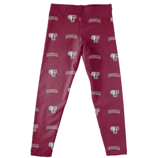 Fordham Rams Vive La Fete Girls Game Day All Over Two Logos Elastic Waist Classic Play Maroon Leggings Tights