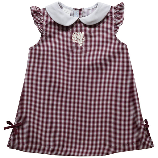 Fordham Rams Embroidered Maroon Gingham A Line Dress - Vive La Fête - Online Apparel Store