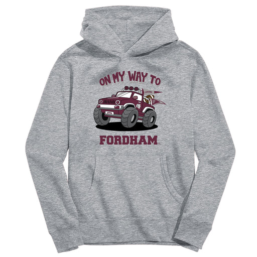 Fordham Rams On My Way Monster Truck Heather Grey Cotton Youth Hoodie