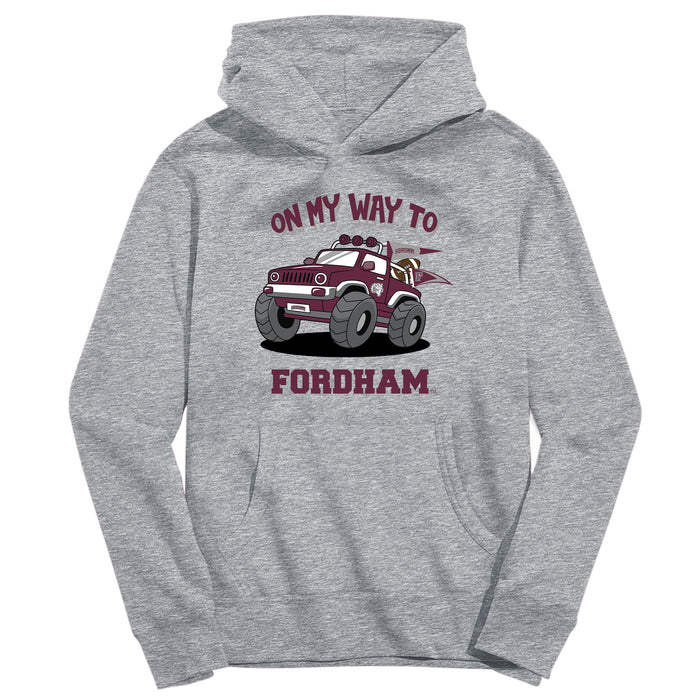 Fordham Rams On My Way Monster Truck Heather Grey Cotton Youth Hoodie