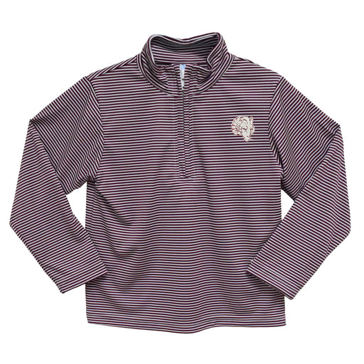 Fordham Rams Embroidered Maroon Stripes Quarter Zip Pullover