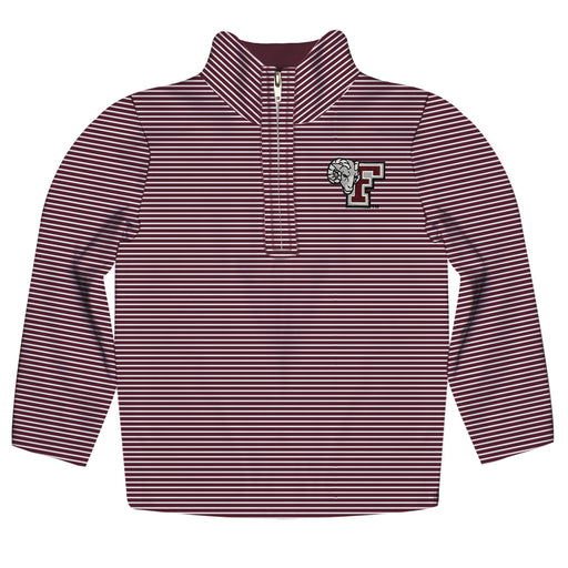Fordham Rams Embroidered Maroon Stripes Quarter Zip Pullover