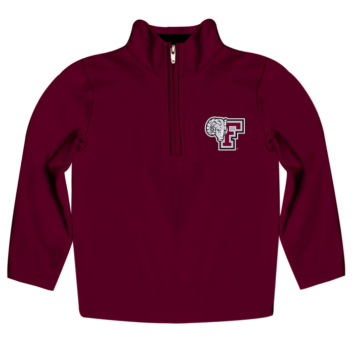 Fordham Rams Vive La Fete Game Day Solid Maroon Quarter Zip Pullover Sleeves
