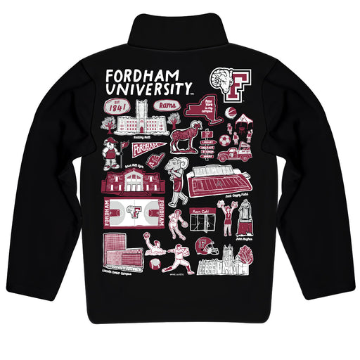 Fordham Rams Hand Sketched Vive La Fete Impressions Artwork  Black Boys Quarter Zip Pullover V1 - Vive La Fête - Online Apparel Store