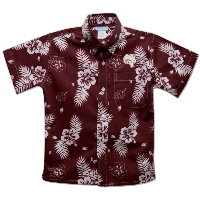 Fordham Rams Maroon Hawaiian Boys Short Sleeve Button Down Shirt - Vive La Fête - Online Apparel Store